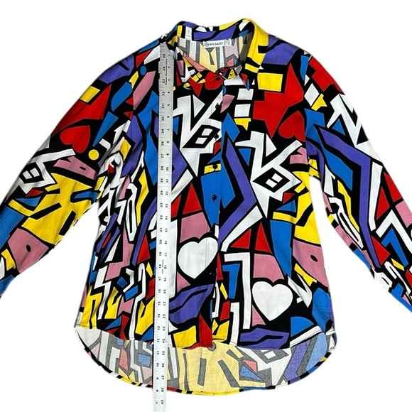 BIG DART Multicolor Pop Art Geometric Button Up Long Sleeve Top sz 12 UK/ US  M - Picture 6 of 9